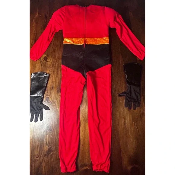 Disney‎ The Incredibles Halloween Costume Kids Large Super Hero Red Black Gloves - Picture 10 of 10